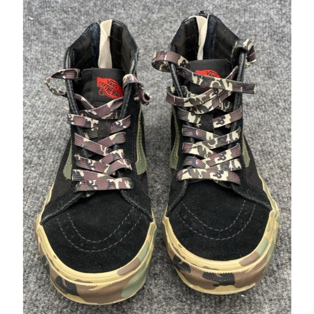 Vans Sk8-Hi Zip Kids Shoes Size 3.0 Camo Black Green High Top Skate Sneakers Boy - Picture 5 of 10